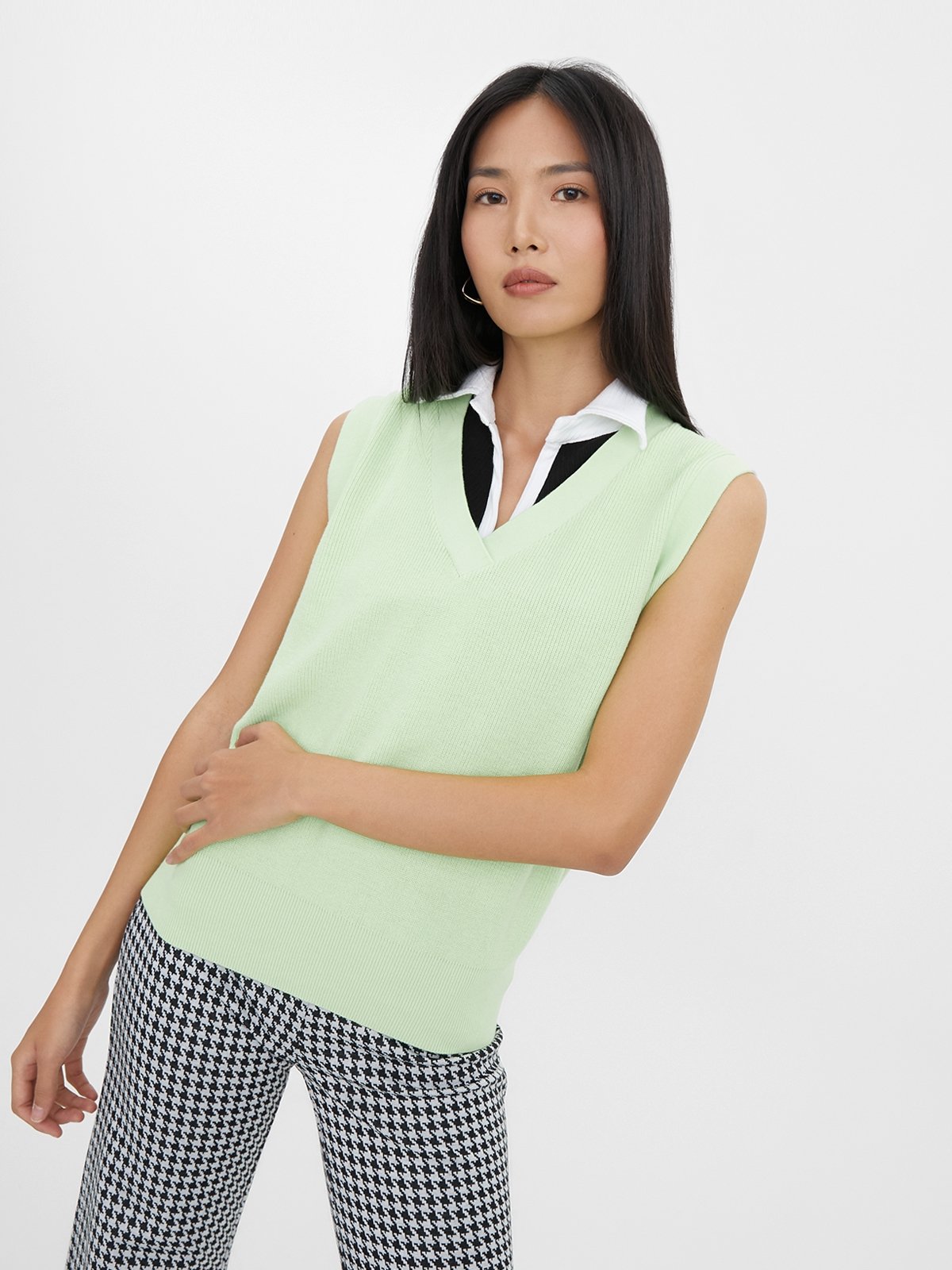 経典ブランド MASU MELANGE GREEN VEST-FRESH V-NECK ニット/セーター