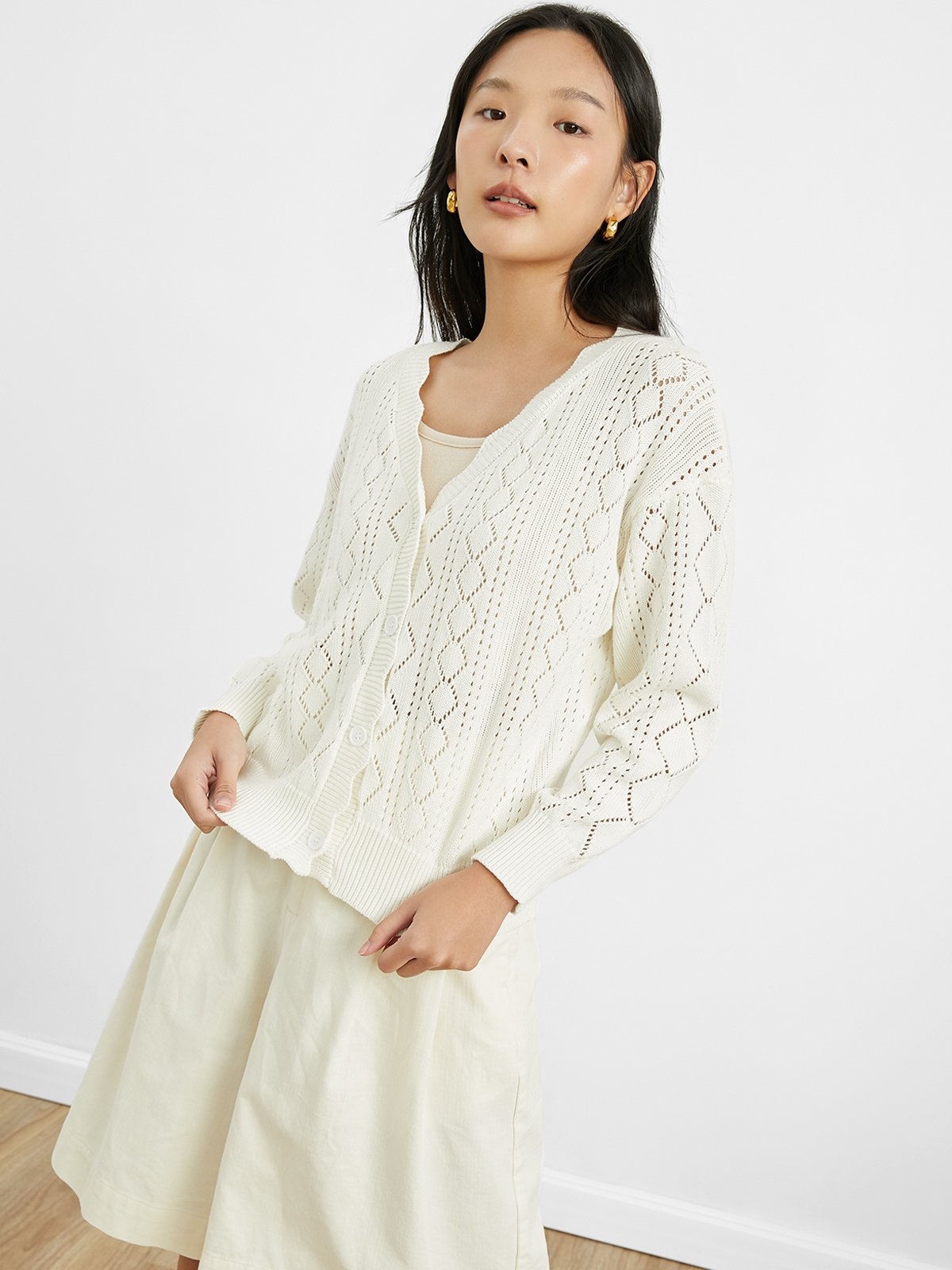 Lace Cardigan White Pomelo Fashion
