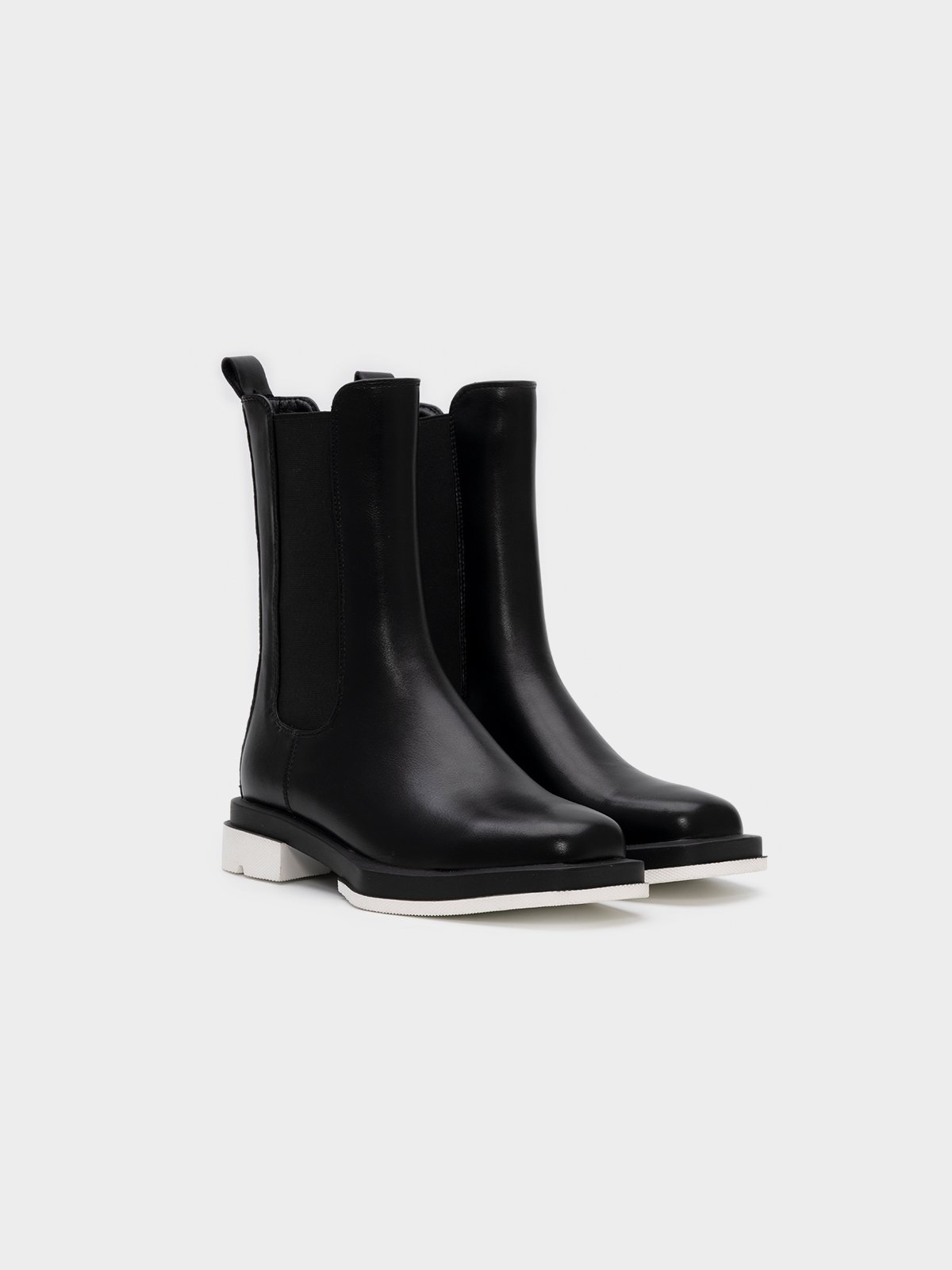 Flat Elastic Band Ankle Boots - Black 