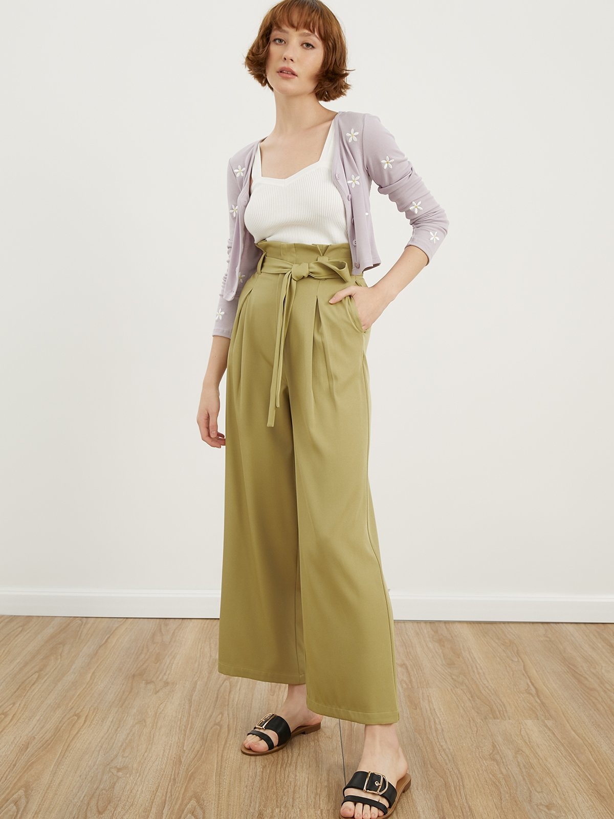 High waisted front tie pants 2025