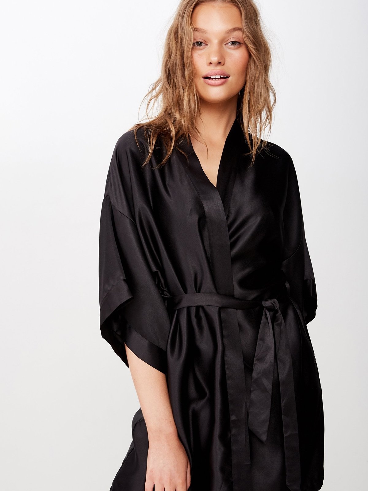 Satin Robe Black Pomelo Fashion