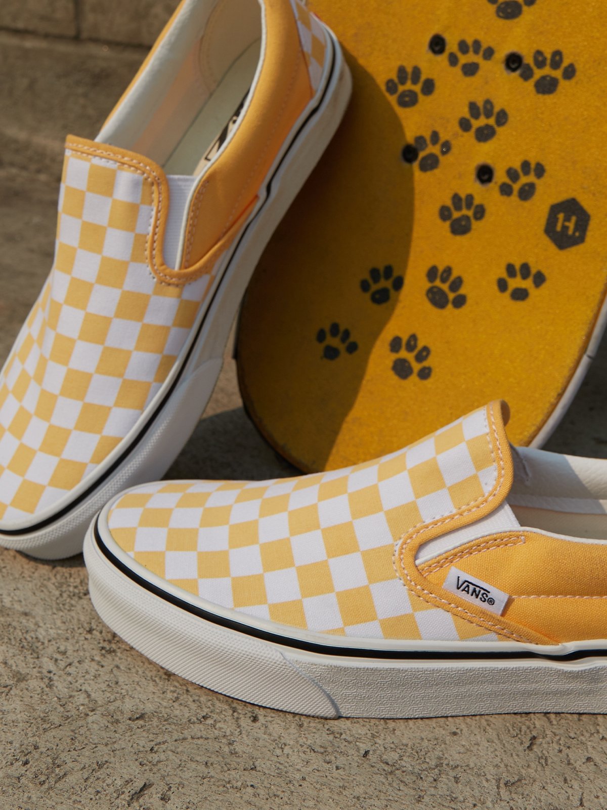 Vans ochre checkerboard slip on 2025
