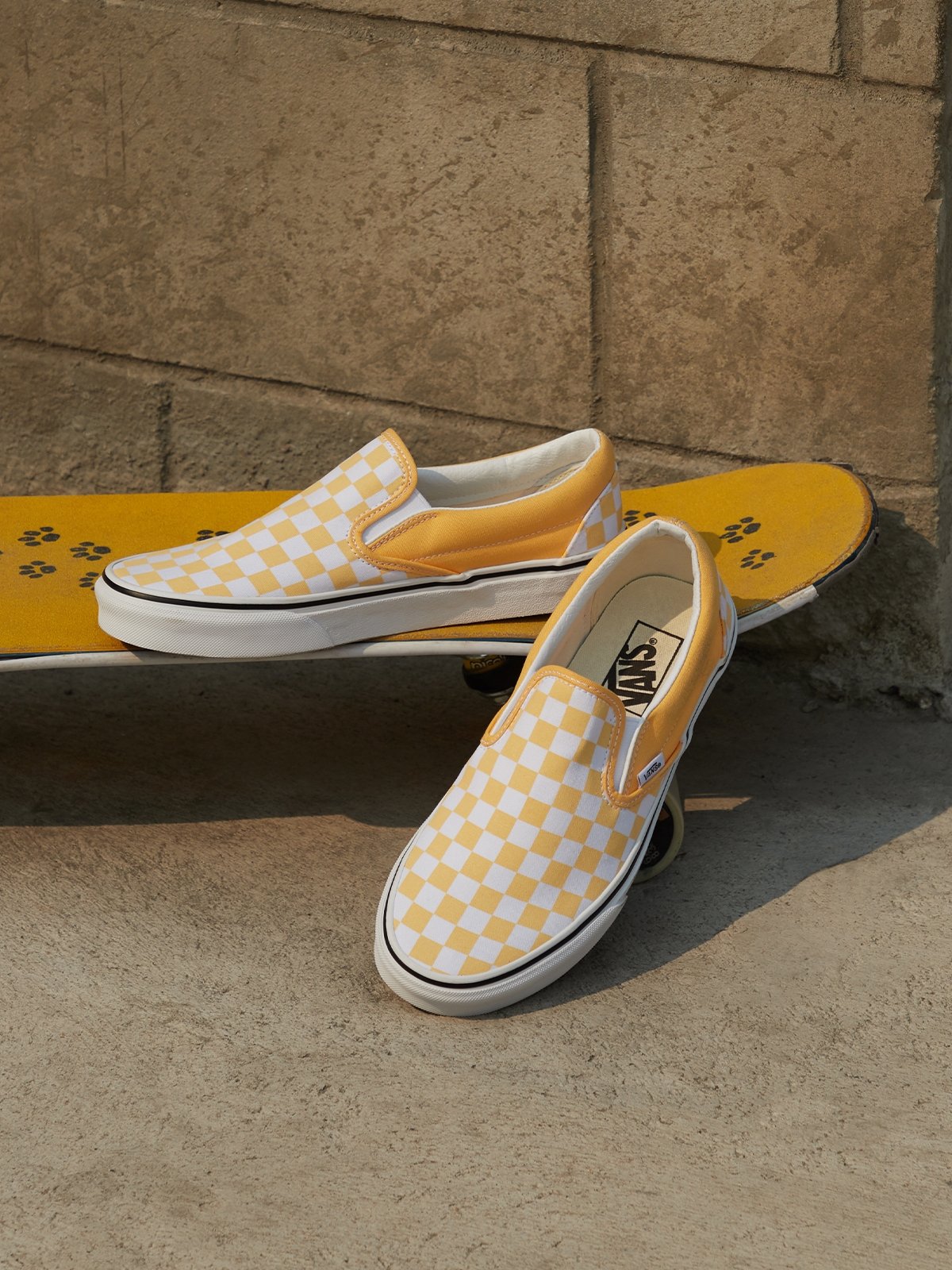 Classic Slip On Checkerboard Flax True white Pomelo Fashion
