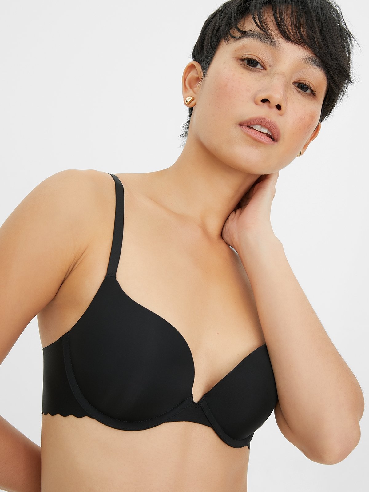 Peony Demi Bra - Black - Pomelo Fashion