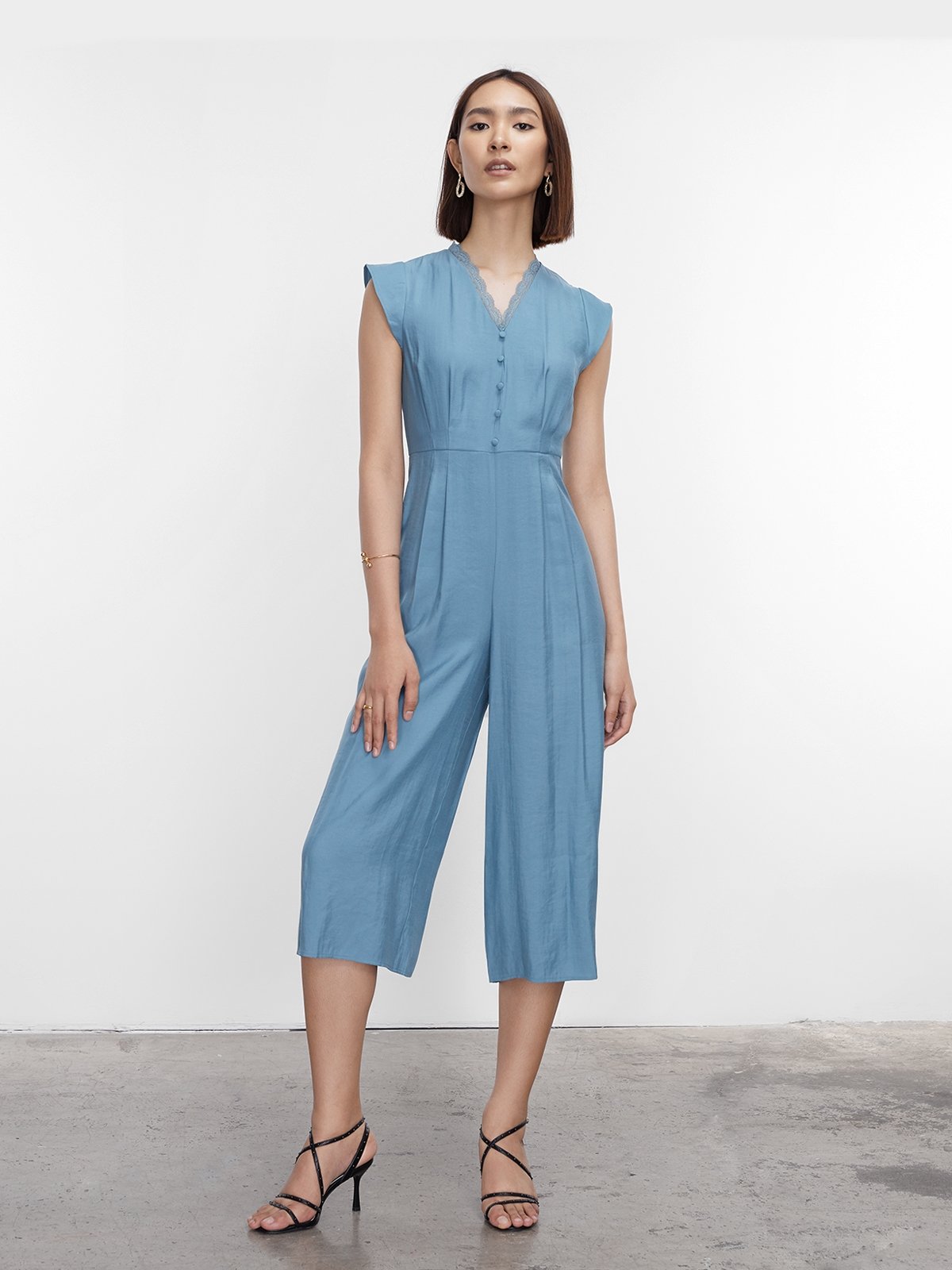 Lace V-neck jumpsuit for women | Celeste