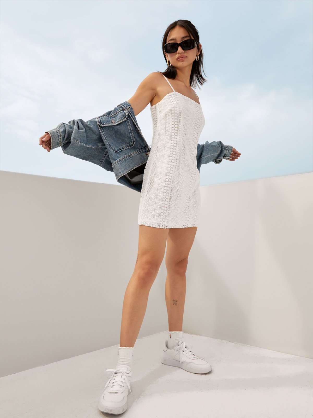 White eyelet mini dress online
