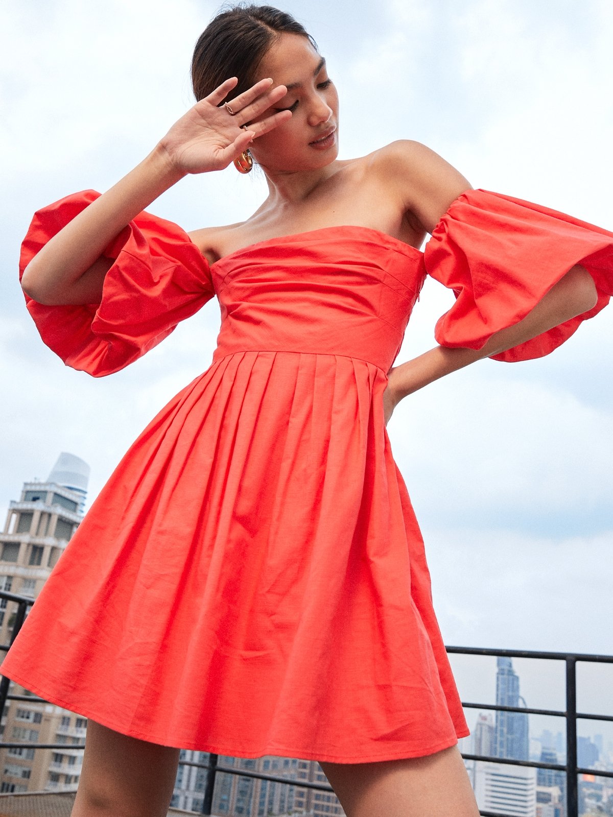 Off Shoulder Mini Dress Pink