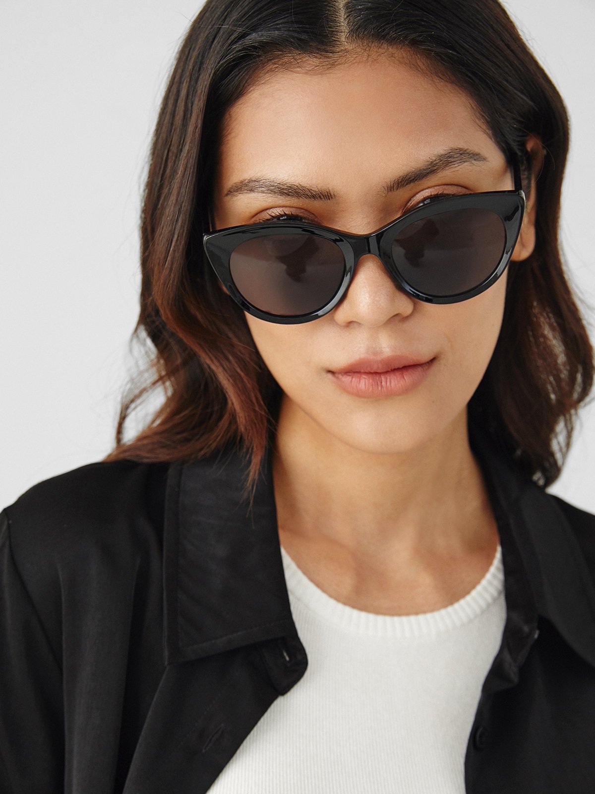 Black round cat eye sunglasses on sale