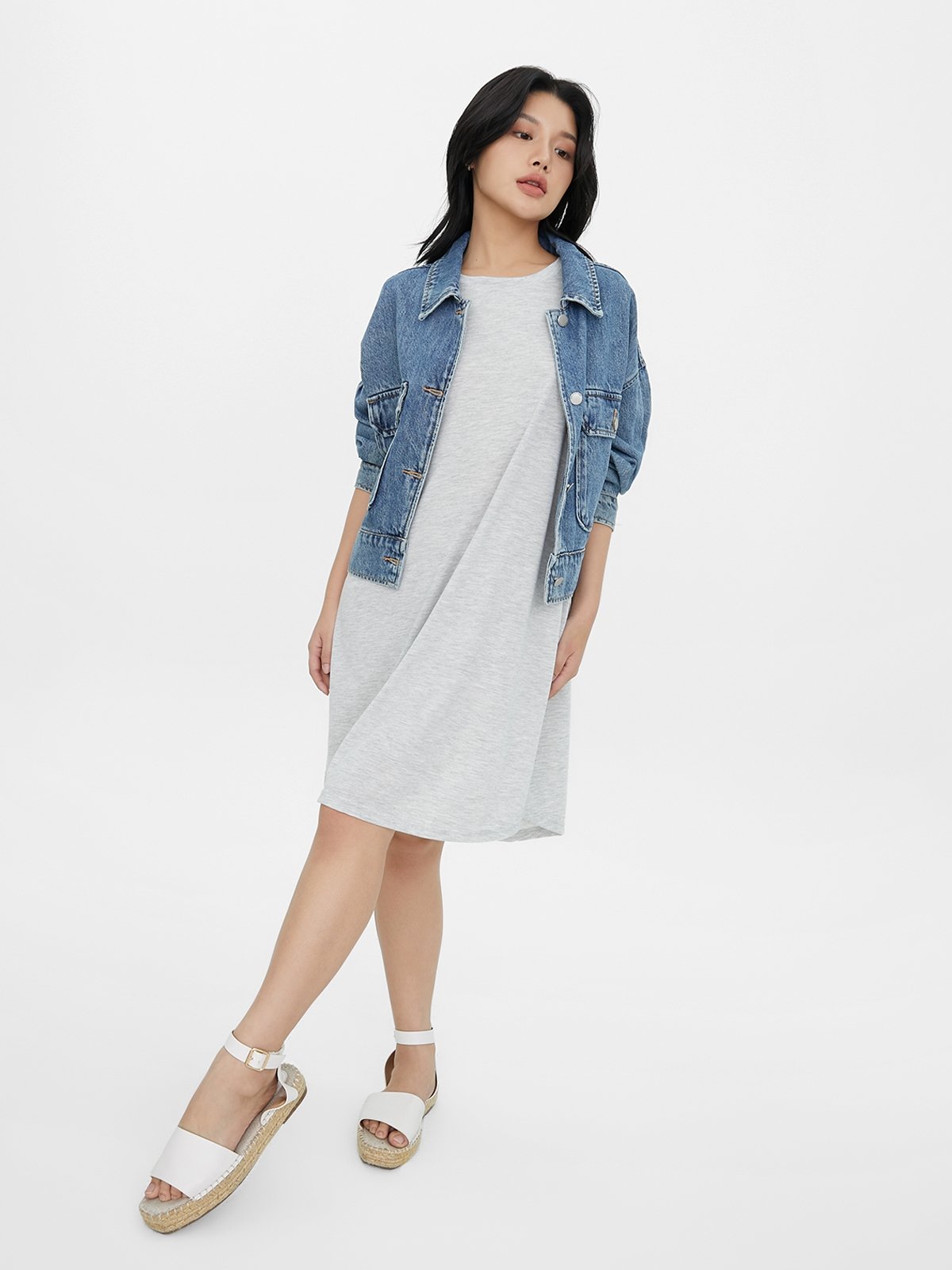 Grey and white cheap t shirt dress