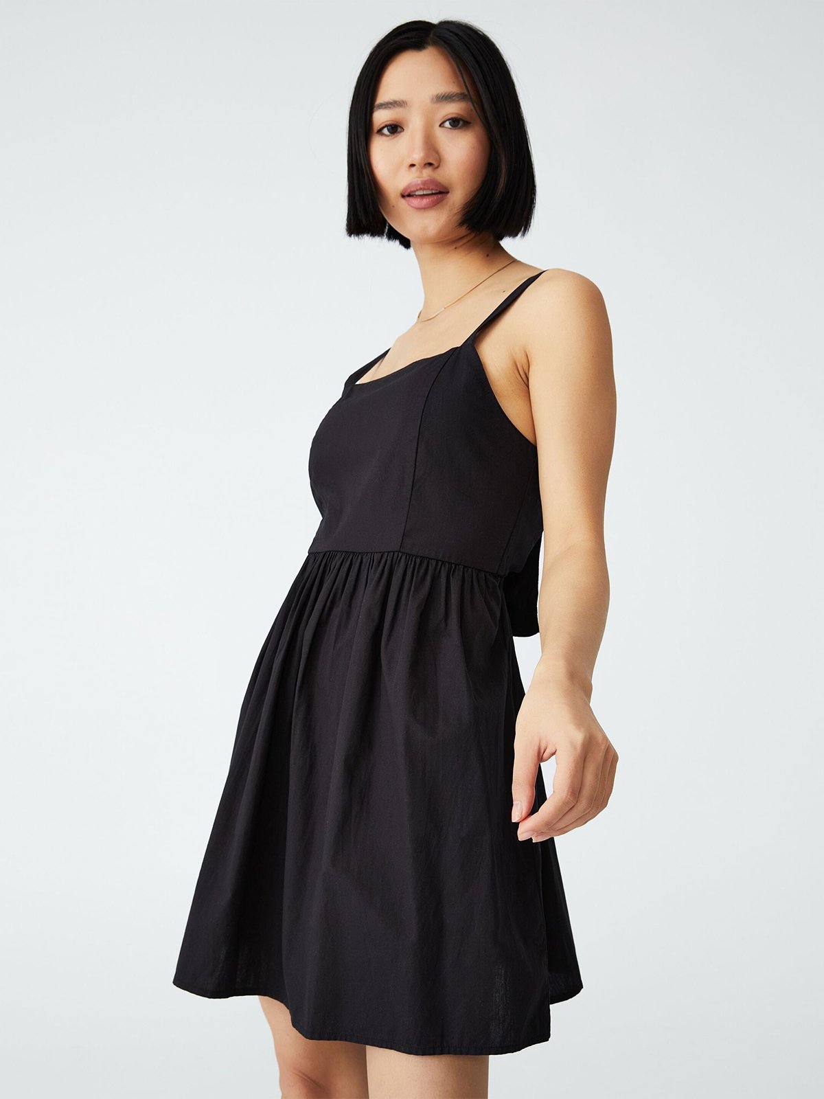 Woven Petite Eli Mini Dress - Black - Pomelo Fashion