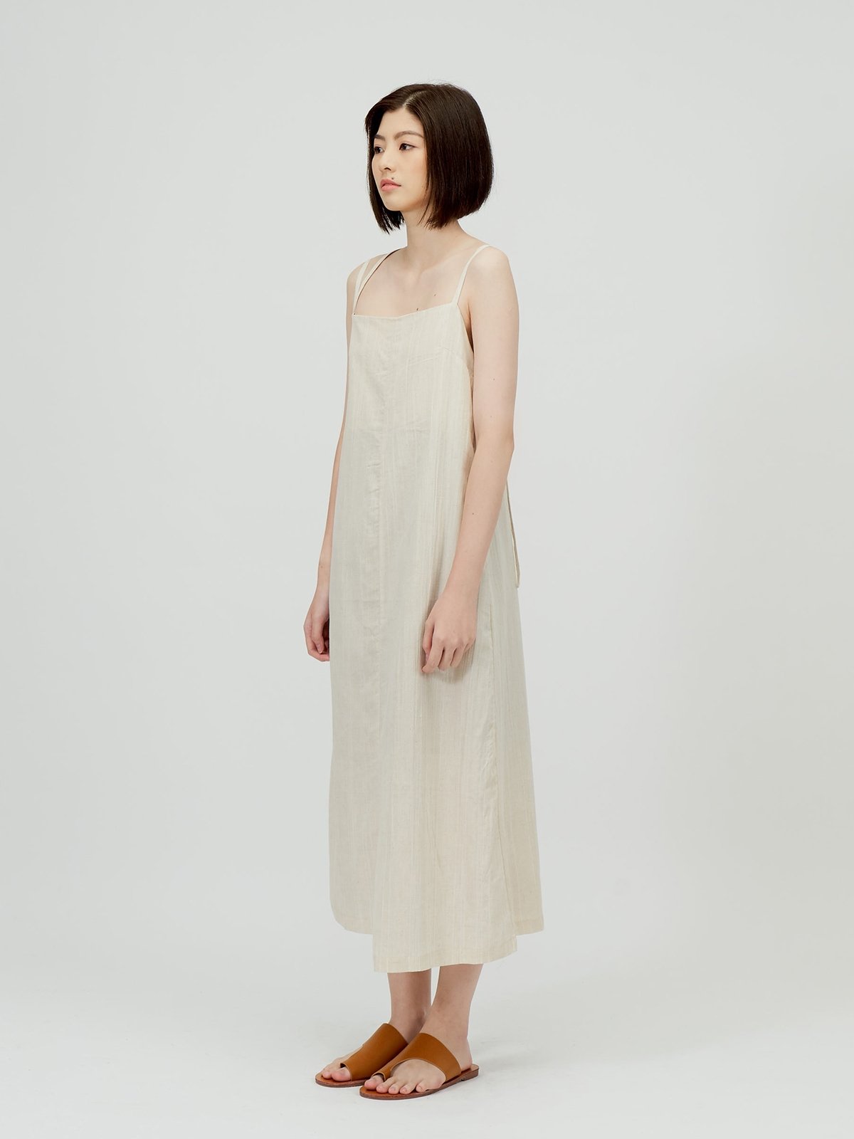 Straight Neck Cami Dress - Light Beige 