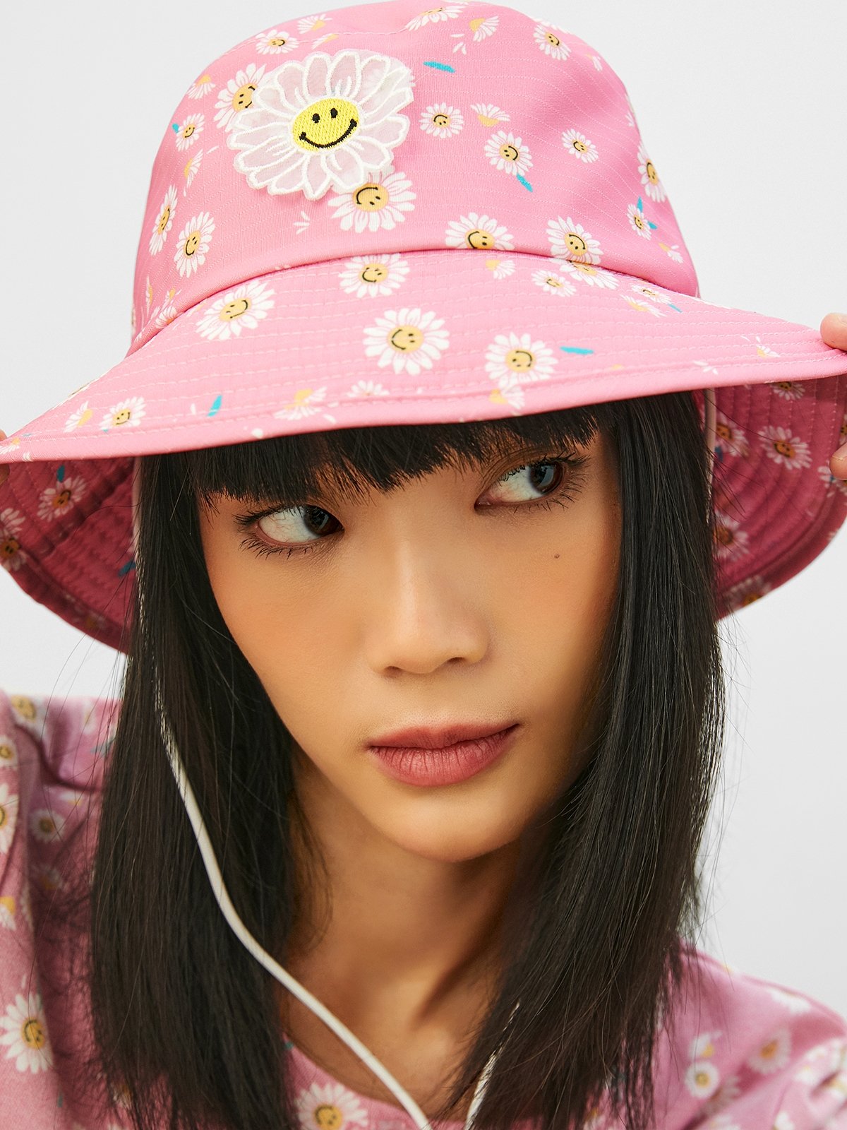 Pomelo x Smiley® Adjustable Drawcord Floral Bucket Hat - Pink - Pomelo ...