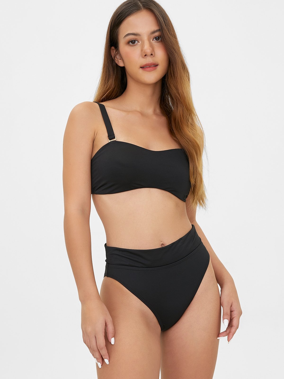 Plus size high waisted cheeky bikini top
