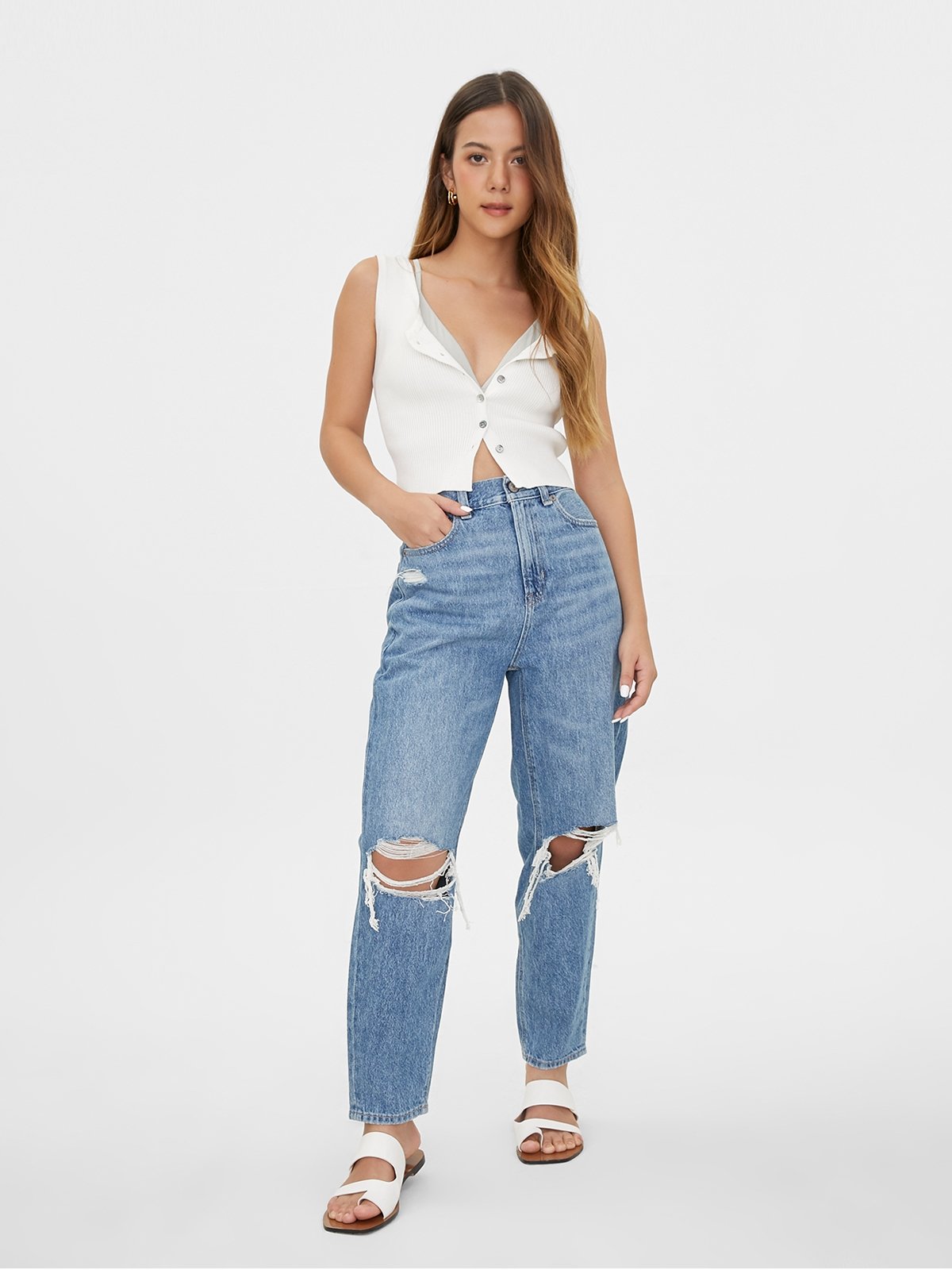 Relaxed Mom Jeans - Cool Classic - Pomelo Fashion