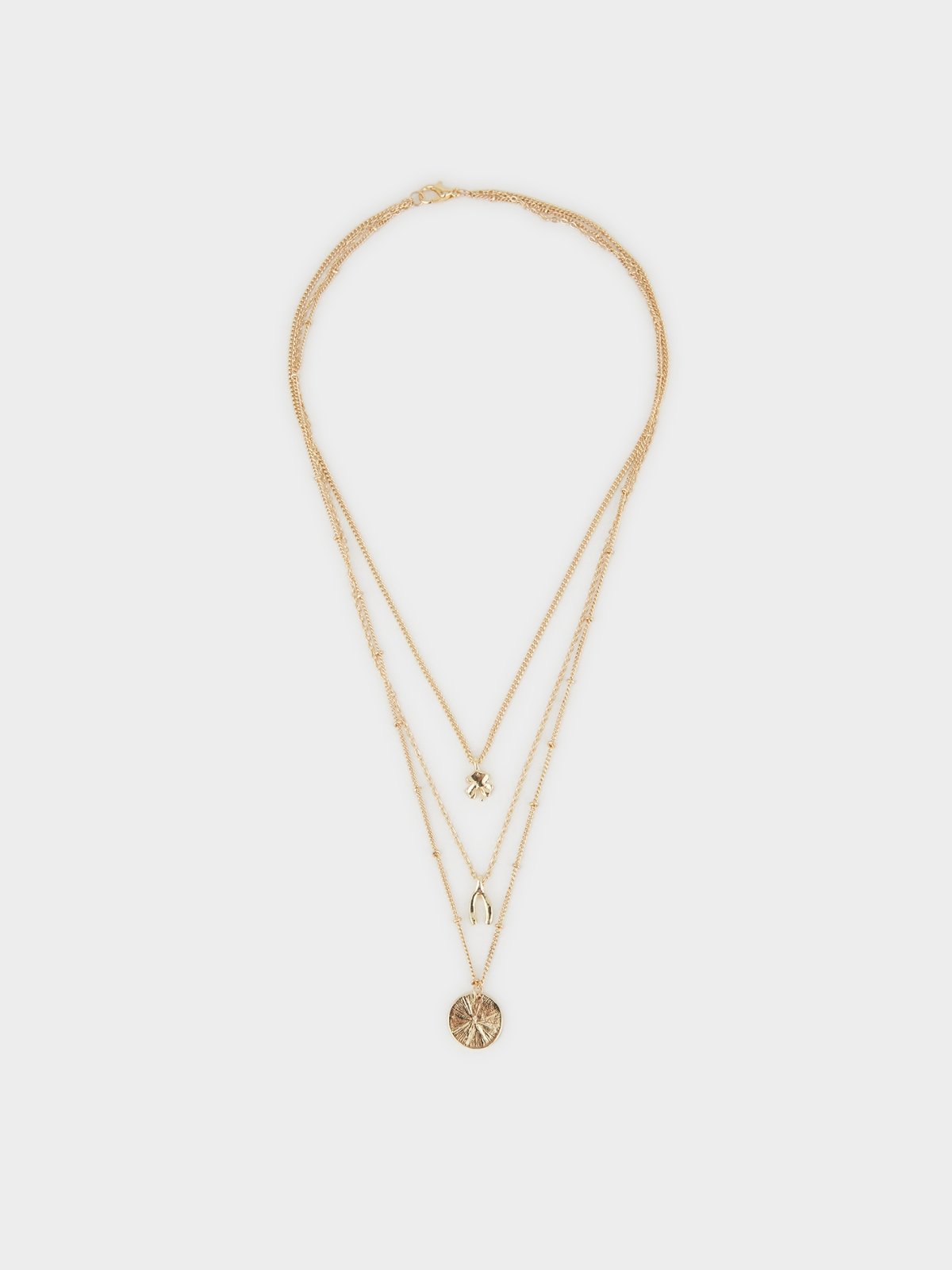 Layered Pendant Necklace - Gold 