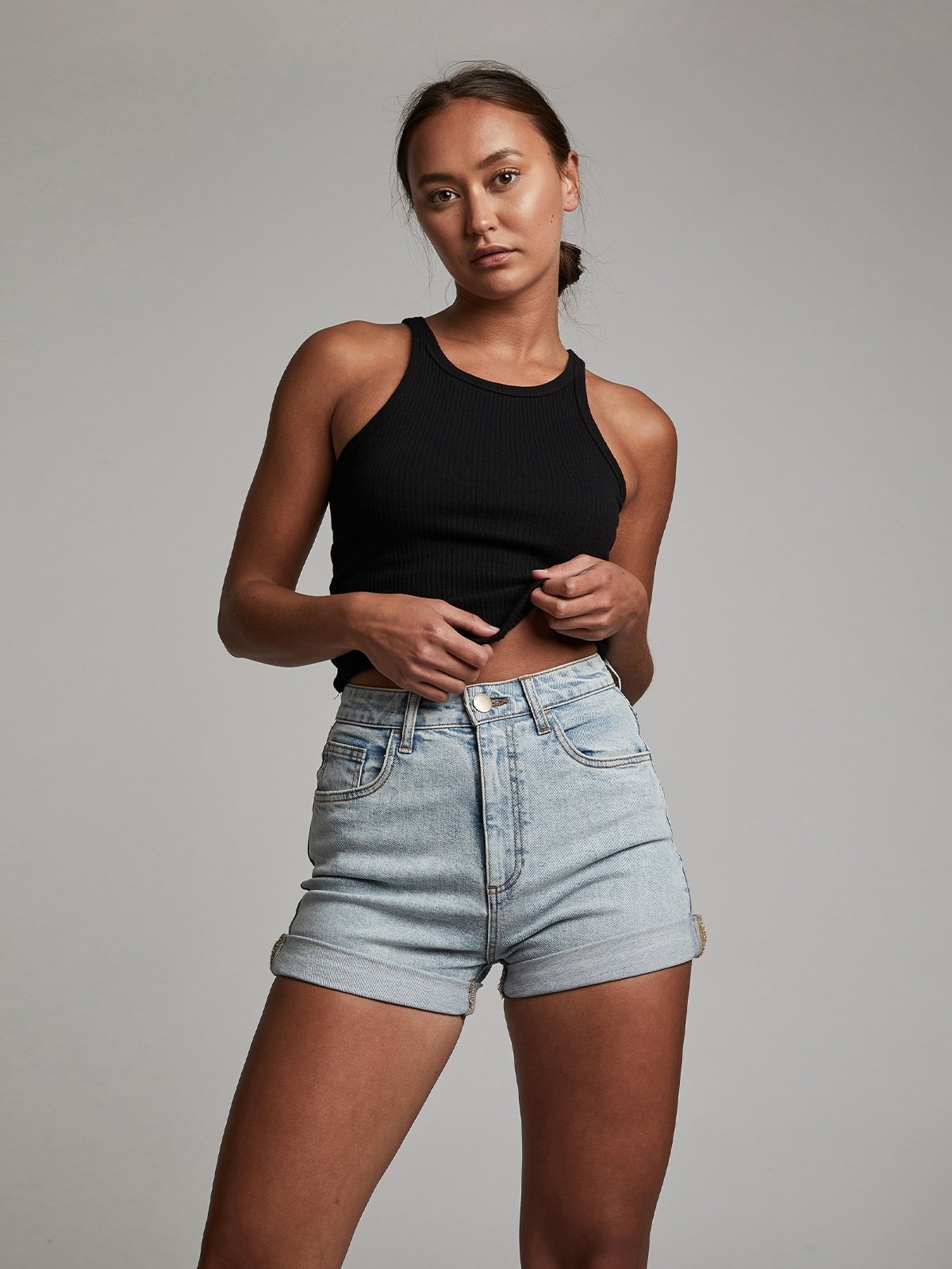 High Rise Classic Stretch Denim Short 