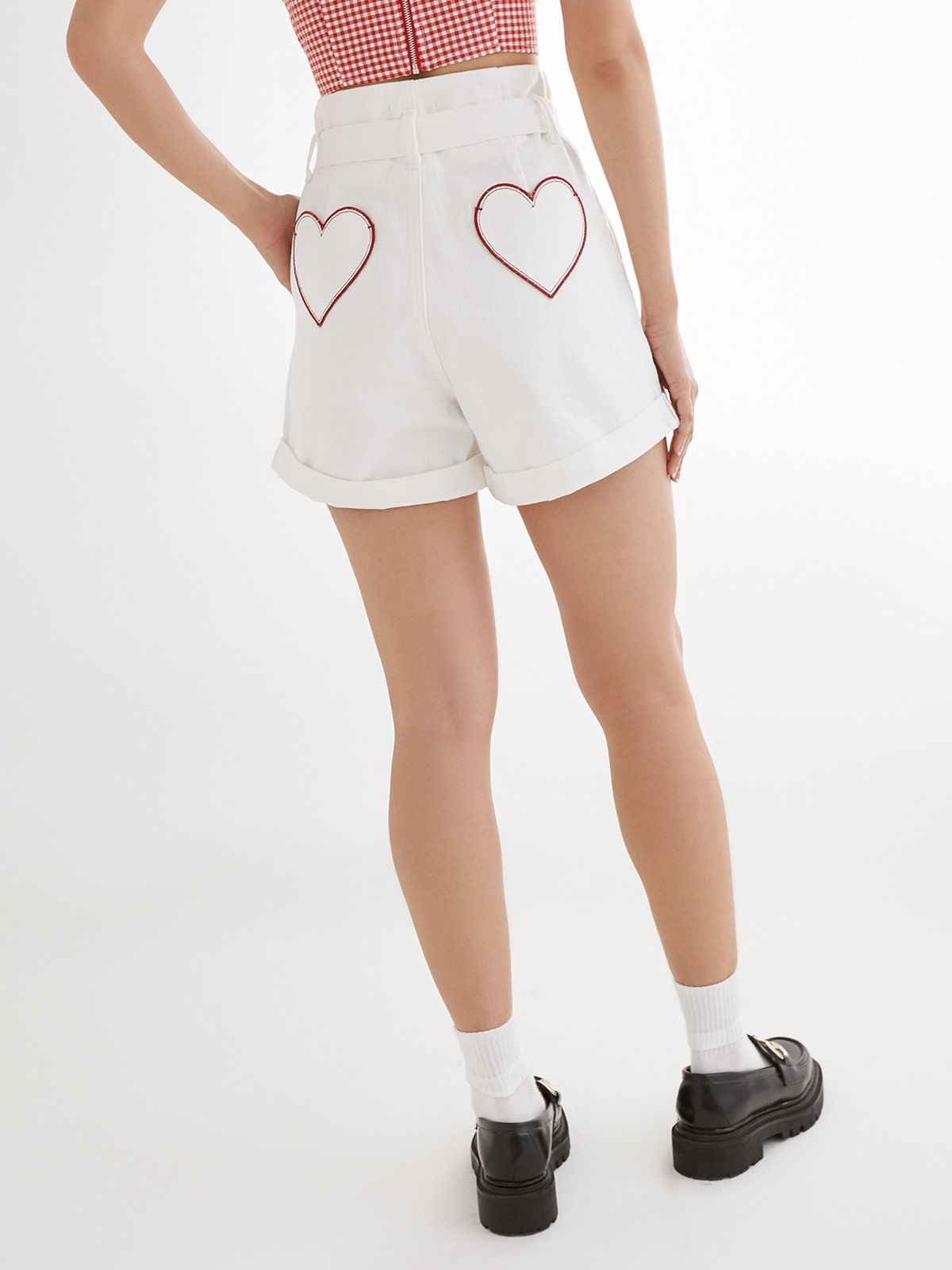 Pomelo x Betty Boop High Waist Belt Shorts White