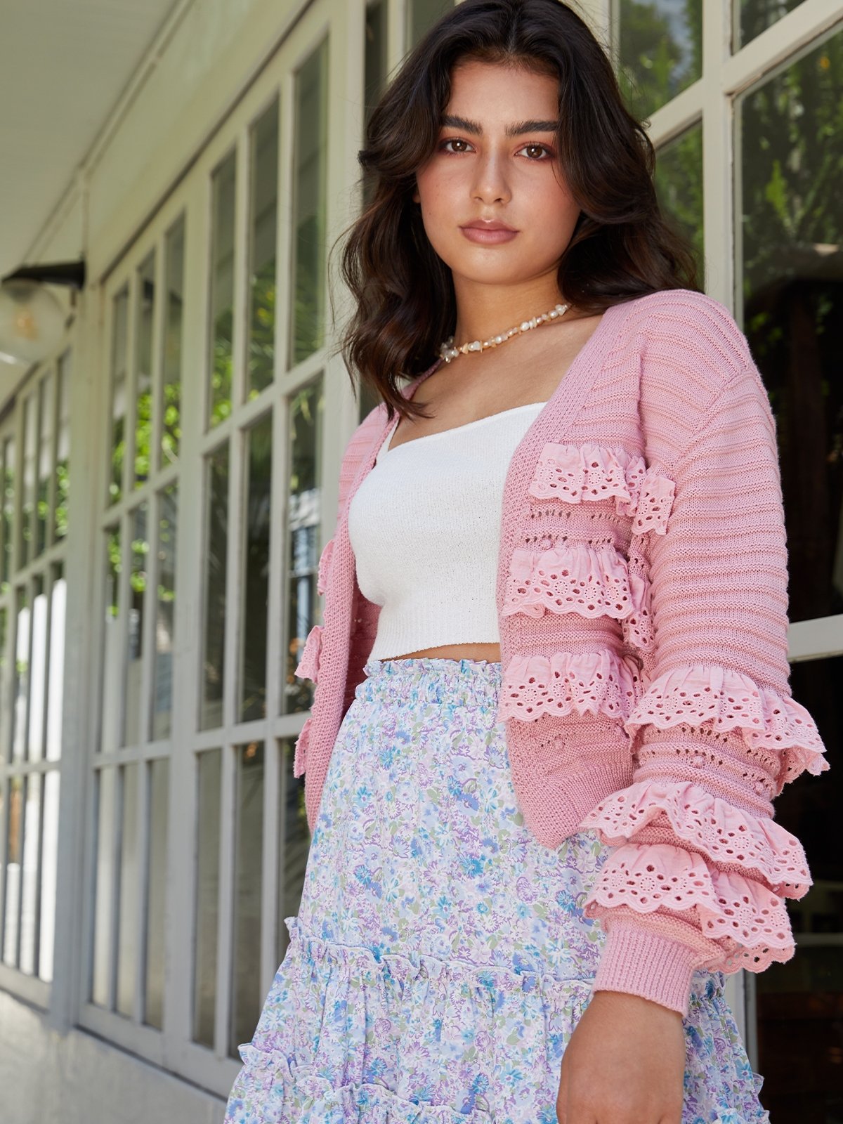 Sustainable Frilled Sleeve Cardigan 