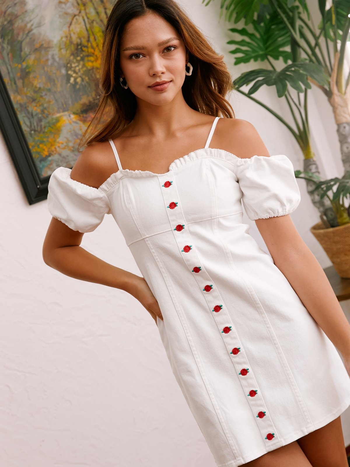 Button down off discount the shoulder dress