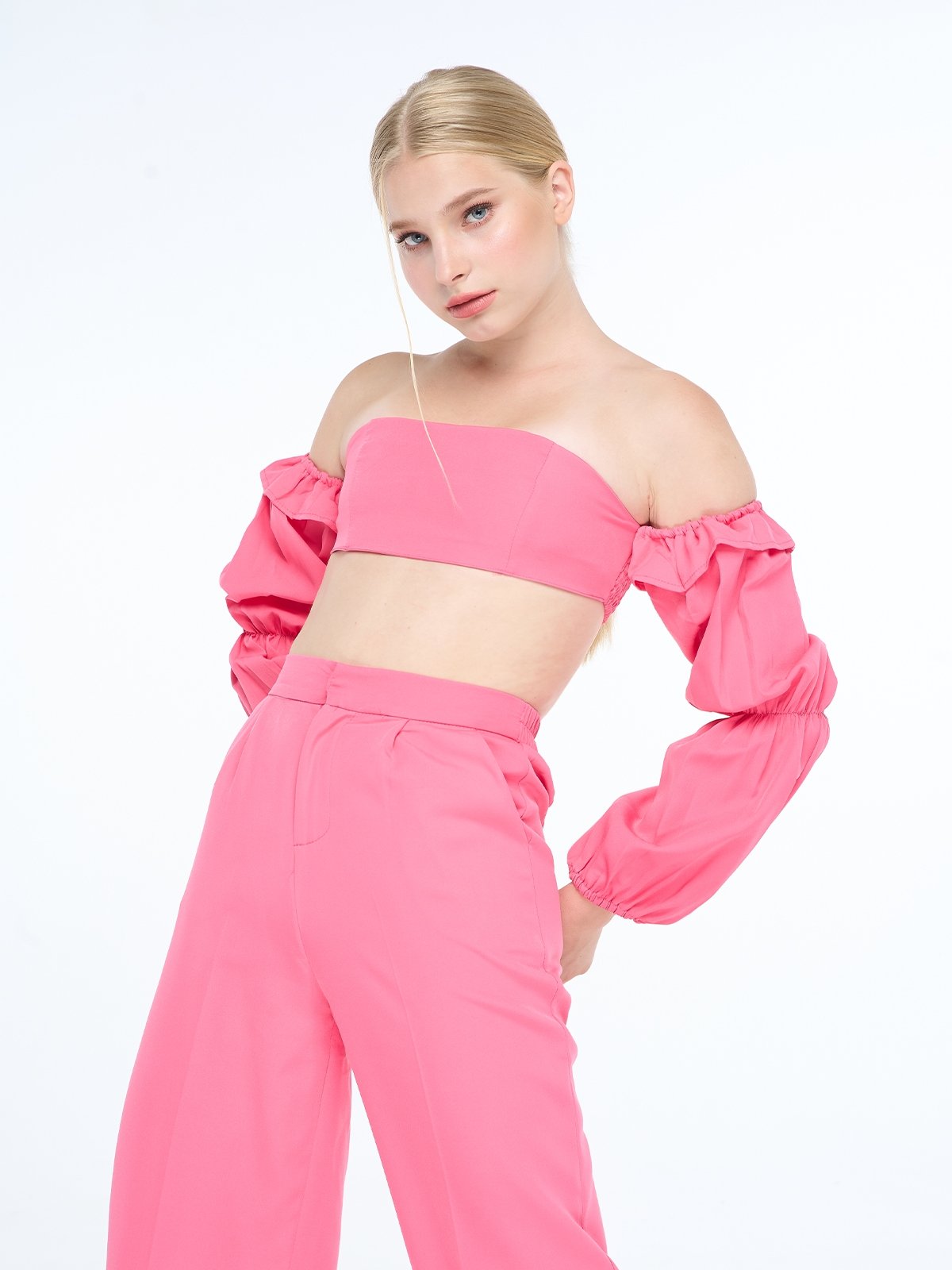 With Trouser Set - Pink - Pomelo Fashion