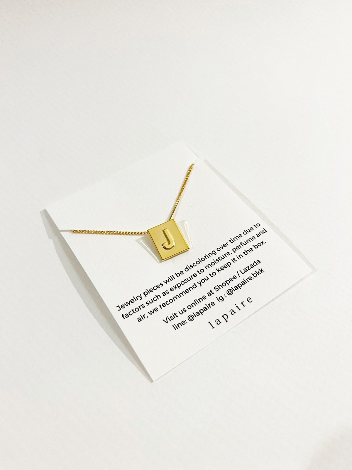 Gold Plate Alphabet Necklace J