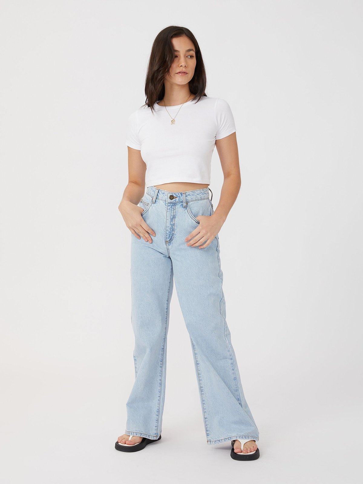 Petite Wide Leg Jean Salty Blue