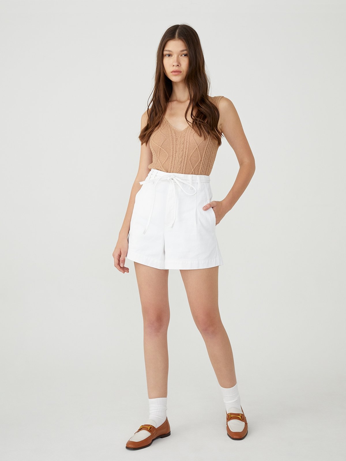 White tie waist shorts outlet