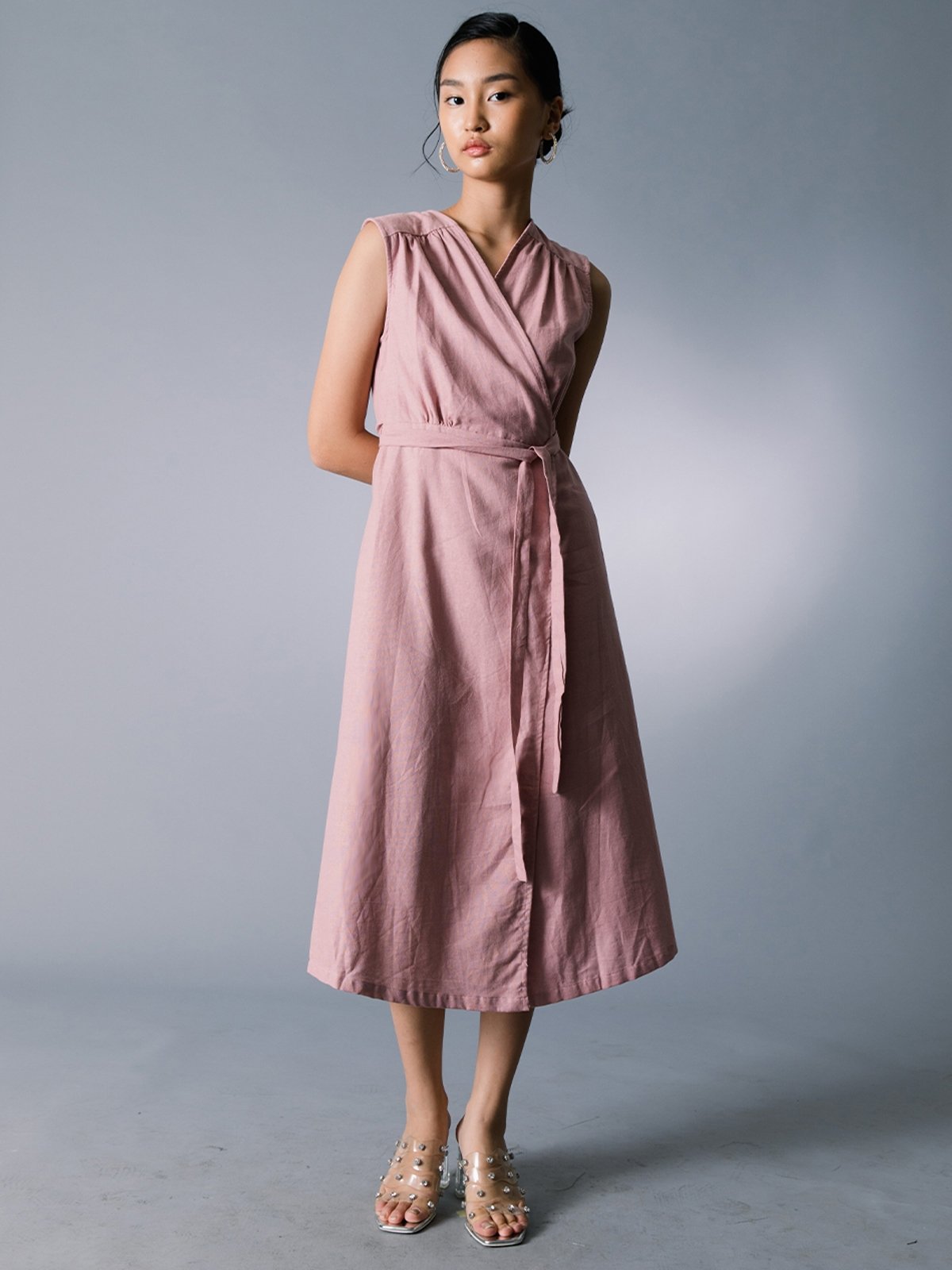 Maggie Wrap Dress - Pink - Pomelo Fashion