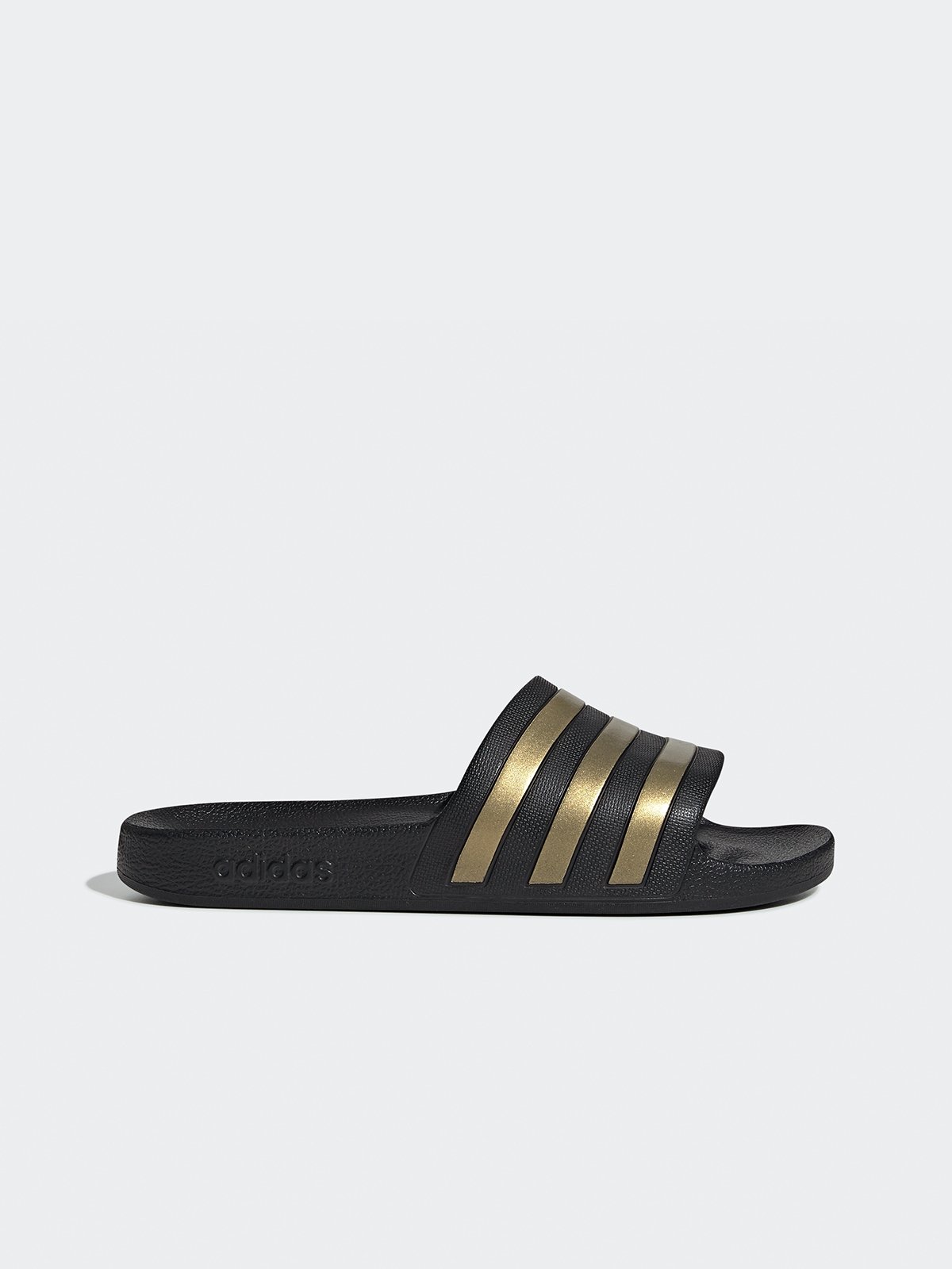 Adilette Aqua Slides Black Gold Pomelo Fashion