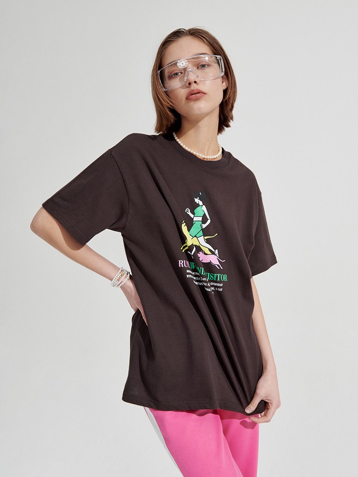 Wonder Visitor x Run Overfit Tee - Charcoal Grey - Pomelo Fashion