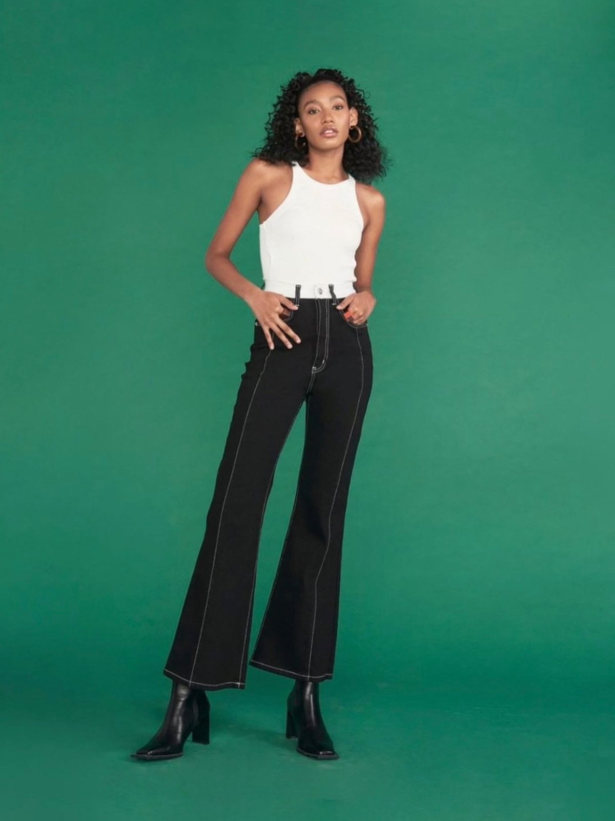 M Vintage Flare Jeans 07 Black Pomelo Fashion