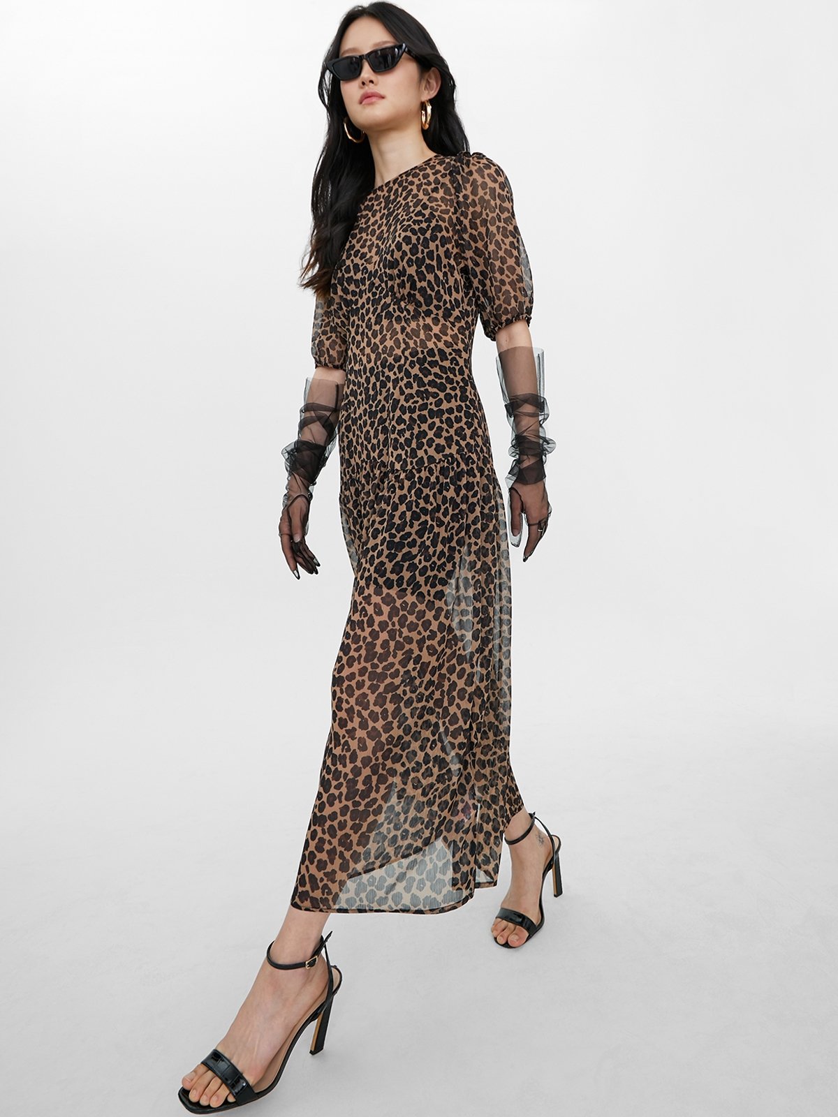 Leopard print sheer dress discount