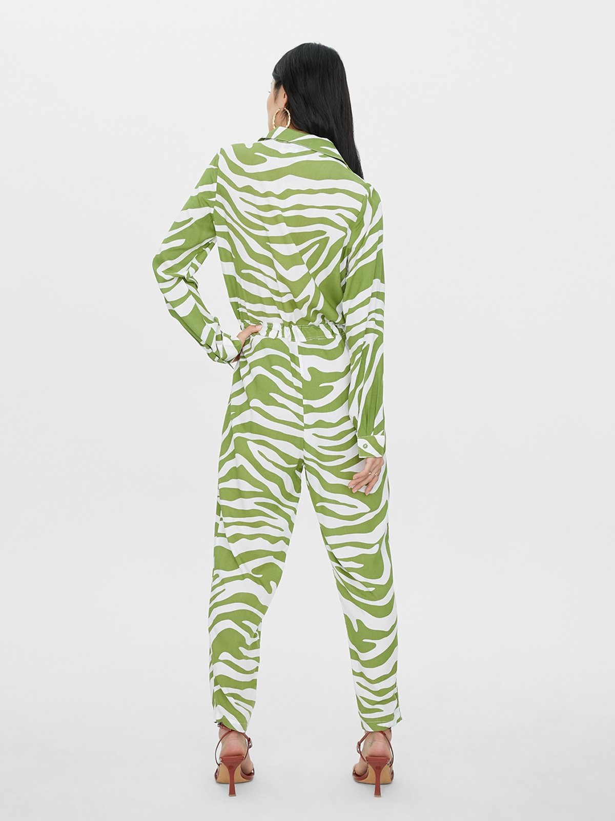 Zebra Jumpsuit Khaki Pomelo Fashion