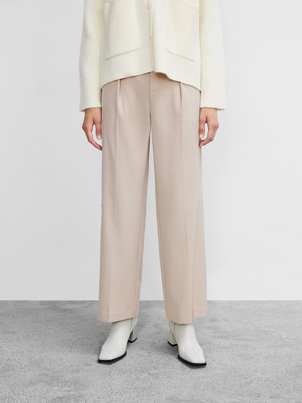 Tailored Straight Pants - Khaki 