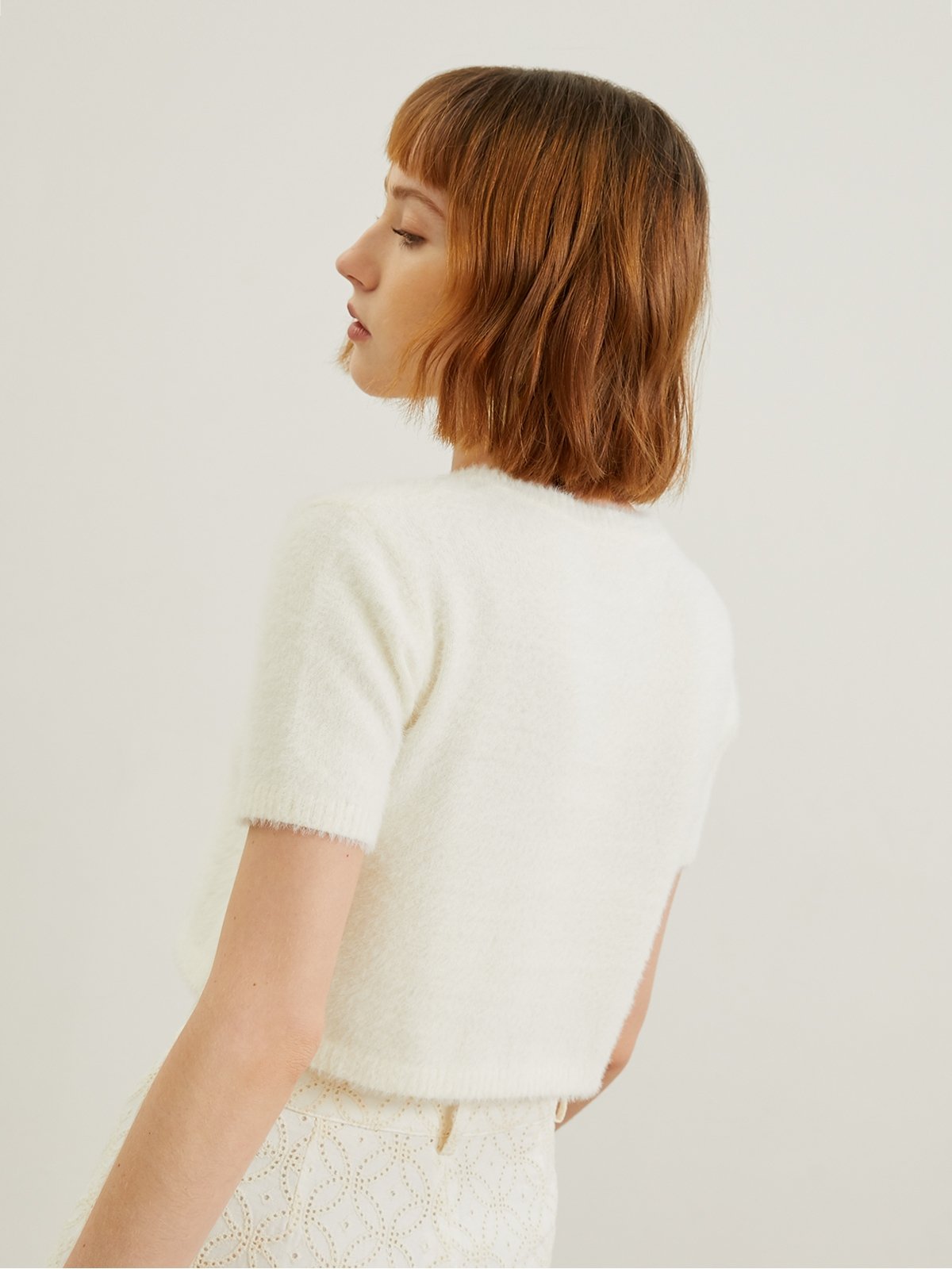 White cropped knitted jumper best sale