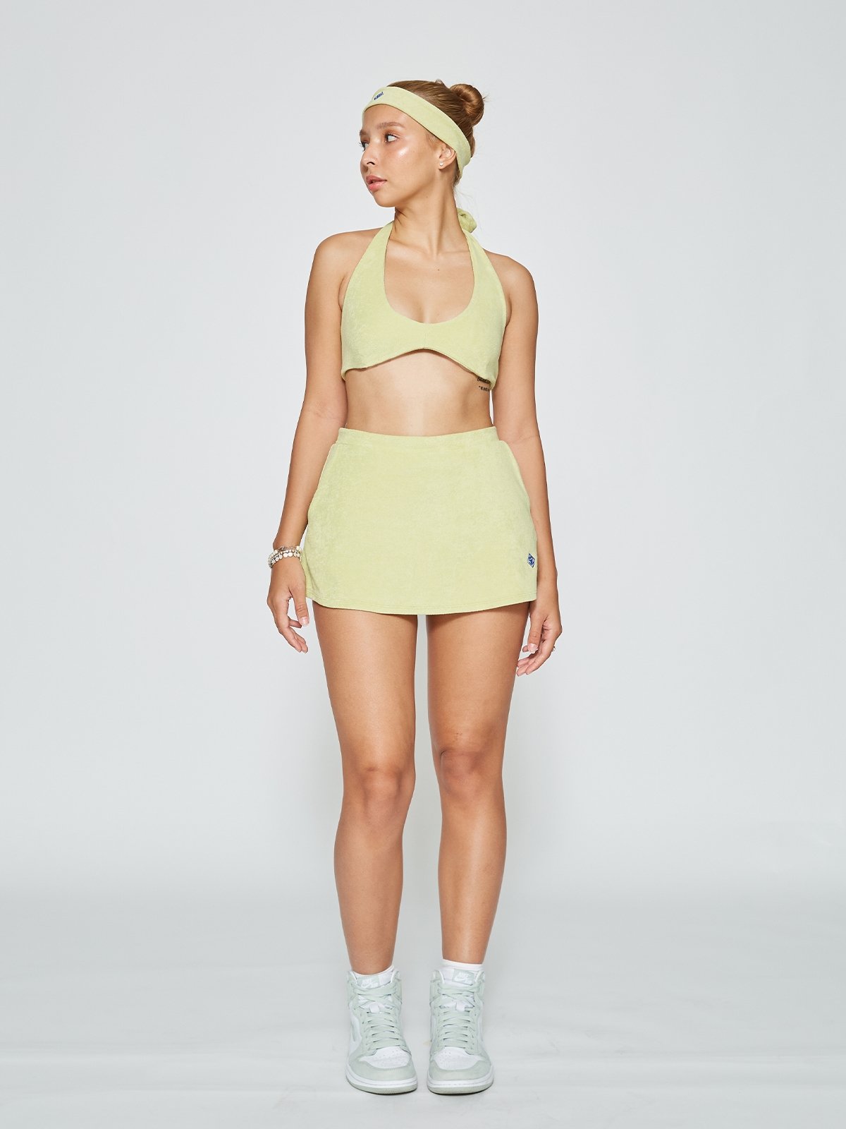 Terry Mini Skirt Lime Green Pomelo Fashion