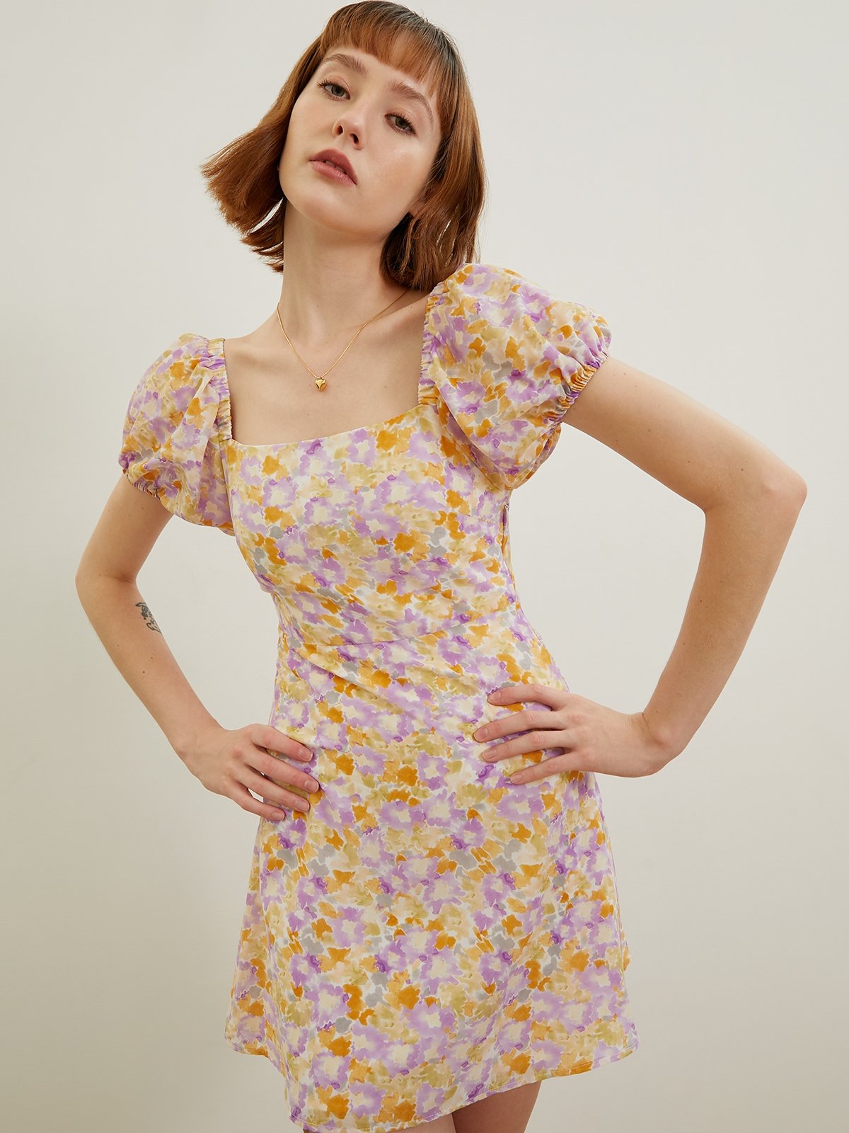 floral mini cocktail dress