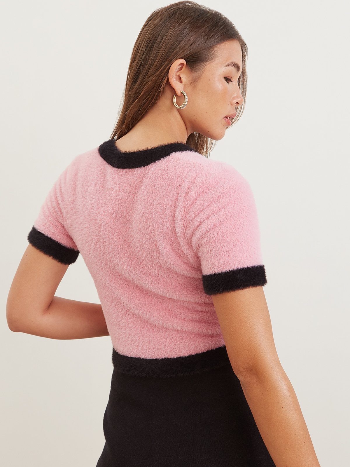Fuzzy Knit Crop Top Pink