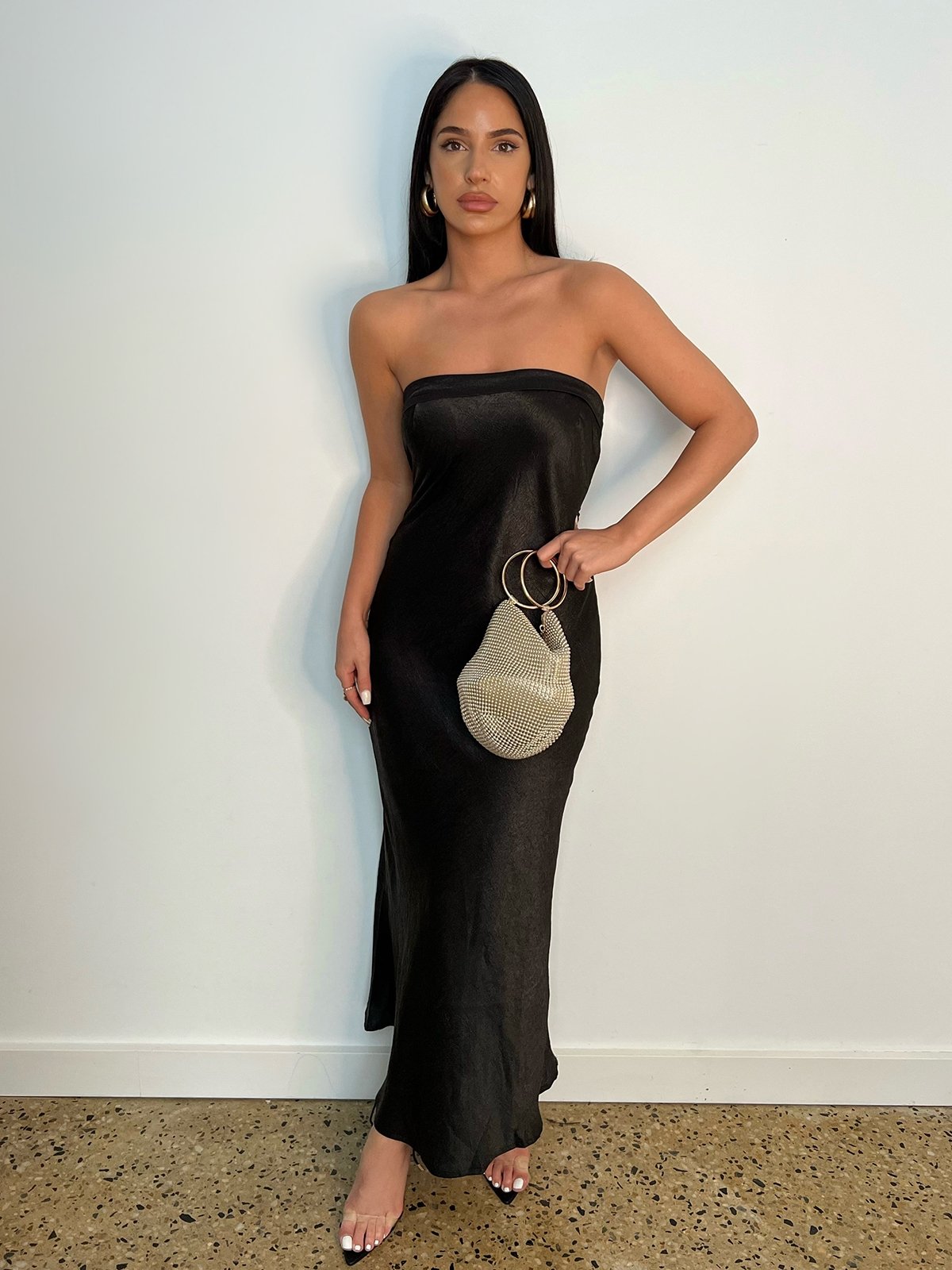 Leila Slip Dress - Black - Pomelo Fashion