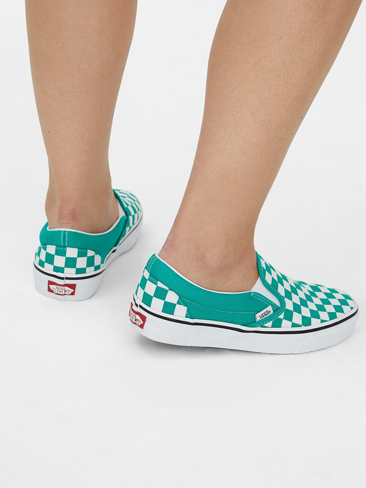 Mint green checkerboard vans clearance