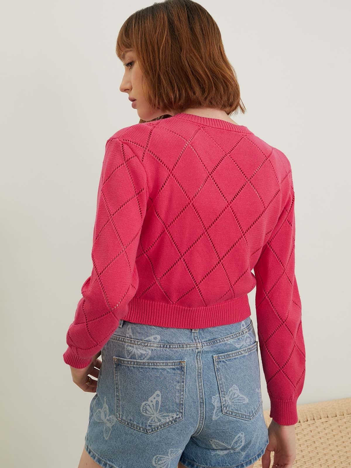 Fuchsia cropped cardigan online