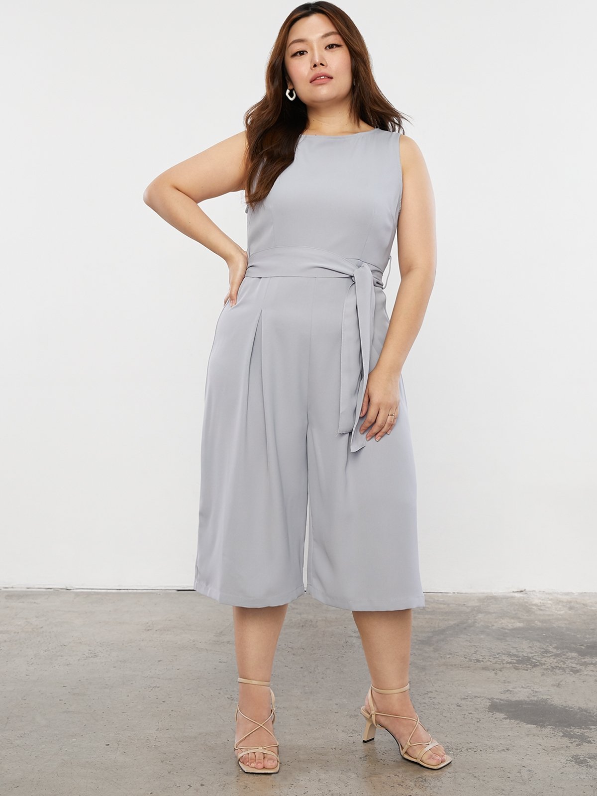 Grey plus top size jumpsuit