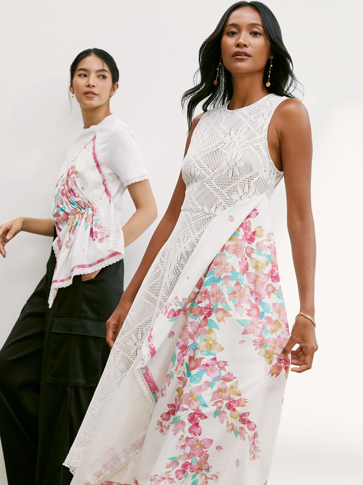 Janesuda x Pomelo Bougainvillea Print Asymmetrical Sleeveless