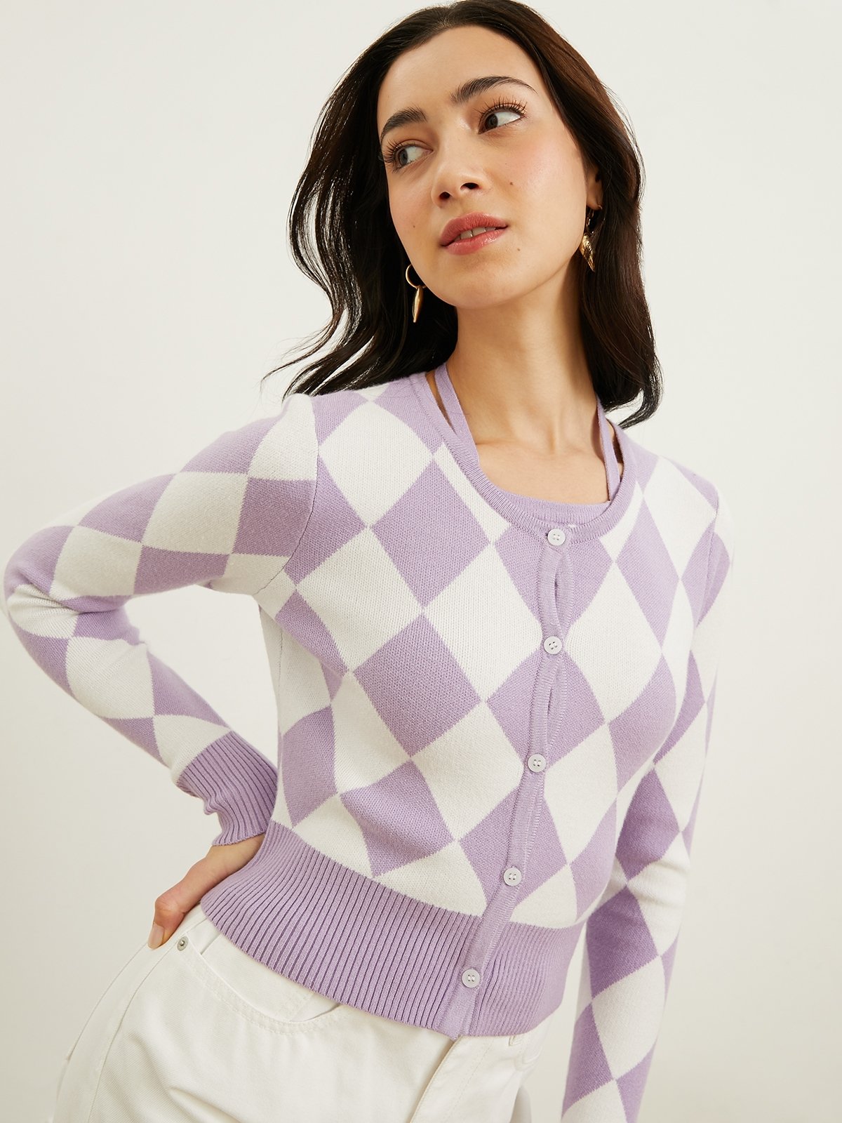 Argyle cardigan sale