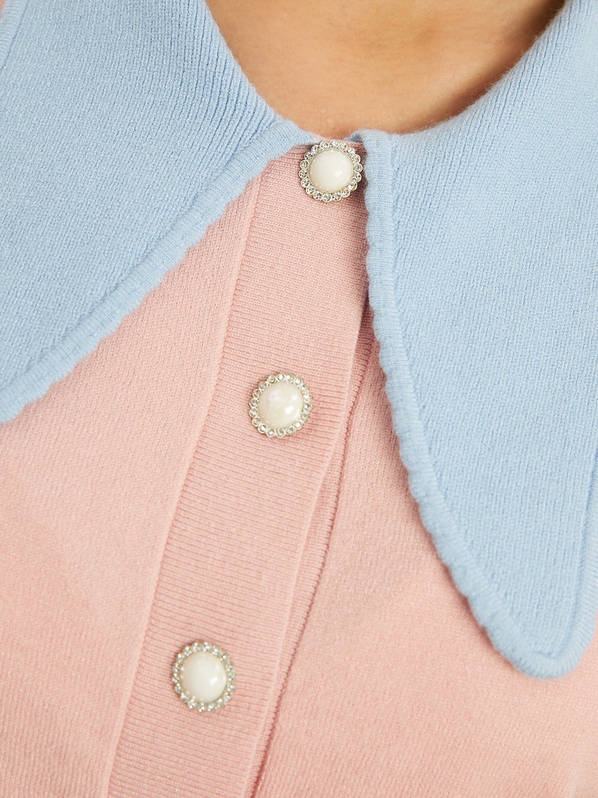 Gilet Pull Col Claudine Femme – Rose, Boutons, Manches Ballon – Taille Unique – Neuf