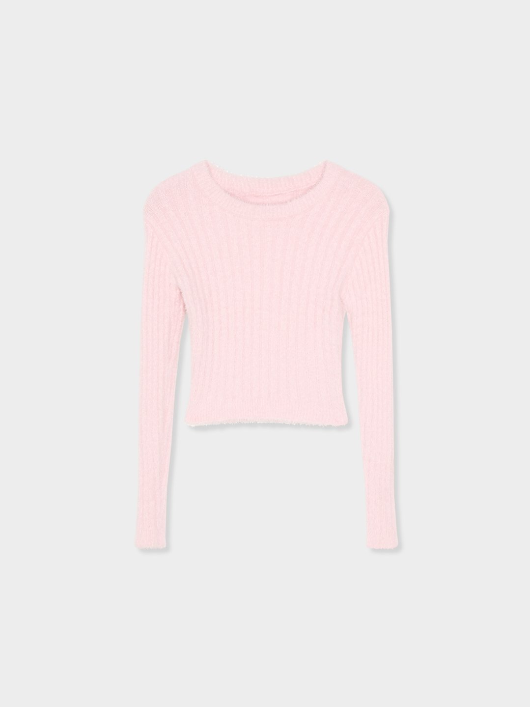 Vegetation mattress Competitive Rib Knit Long Sleeve Crop Top - Pink - Pomelo Fashion