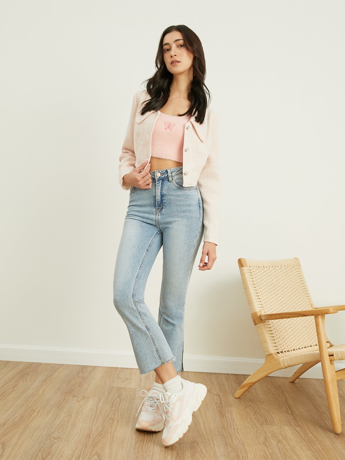 Long sleeve crop jacket on sale