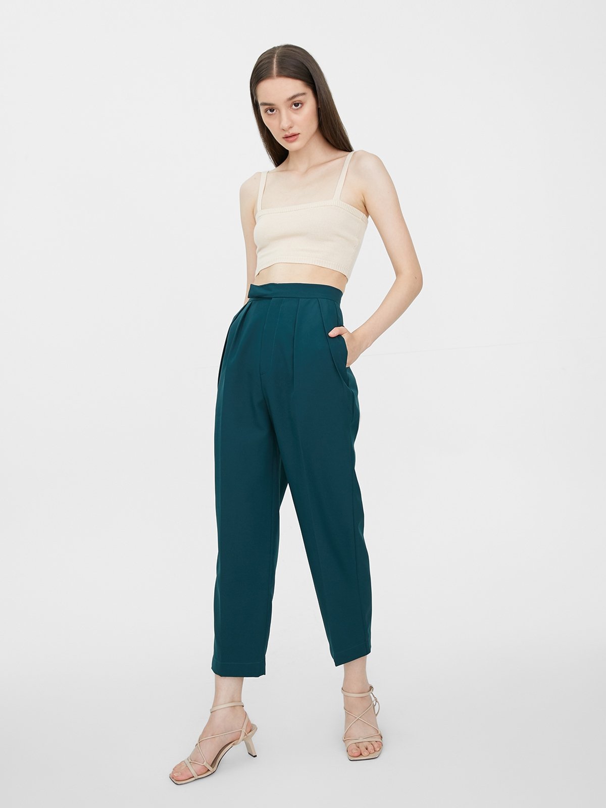 Olive Green Organic Cotton Cigarette Pants