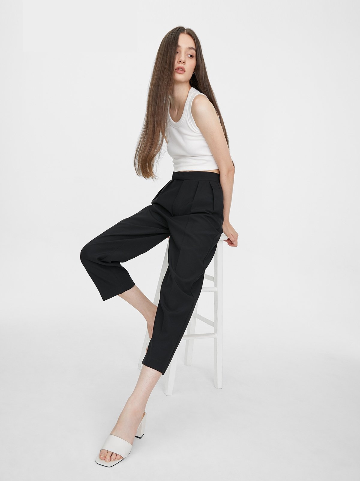 Cigarette Pants - Black - Pomelo Fashion