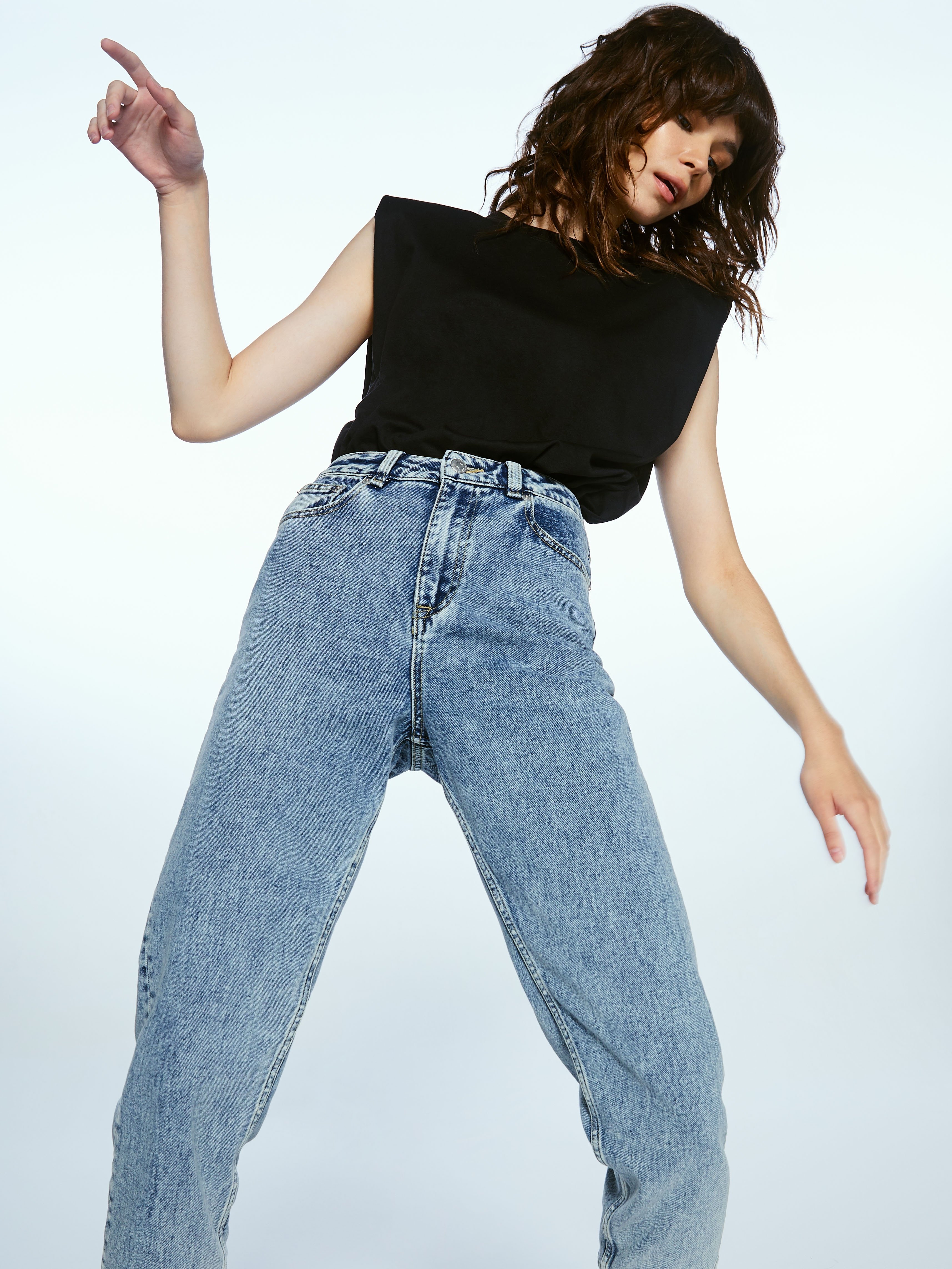 Light blue cropped jeans top